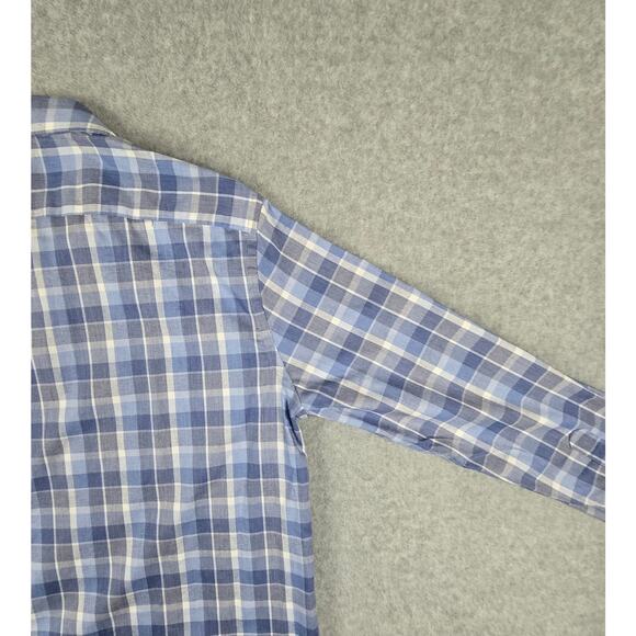 Tommy Hilfiger Shirt Mens Medium 15 1/2 32/33 Blue Plaid Long Sleeve Button Down - Picture 10 of 16